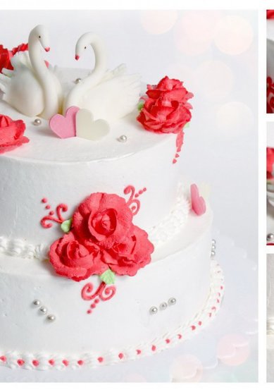 Свадебный торт Розы и Лебеди (866286) - Городское кафе 8 чашек