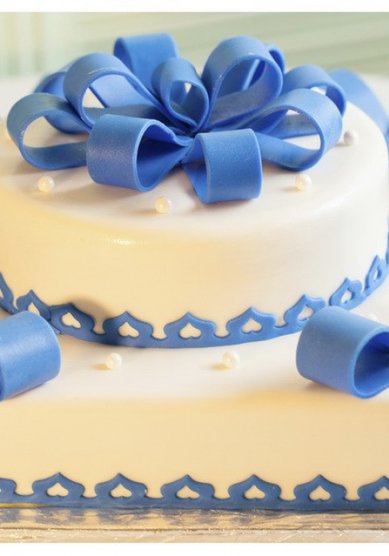 Свадебный торт Синий бант (866298) - Городское кафе 8 чашек