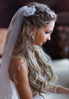 Cвадебная прическа С17156 с распущенными волосами
