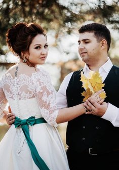 Cвадебная прическа Высокий пучок (Т21390) с собранными волосами