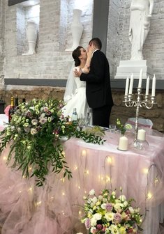 Cвадебная прическа Элегантный низкий пучок (Т21482) с собранными волосами