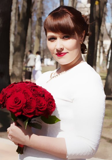 Прическа на свадьбу Пучок из локонов (Д19052) - Стилист-визажист Дарья Антонова