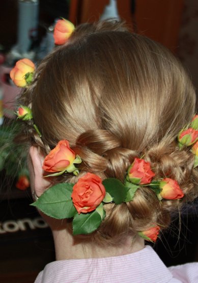 Свадебная прическа пучок из кос (Д19259) - Стилист-визажист Дарья Антонова