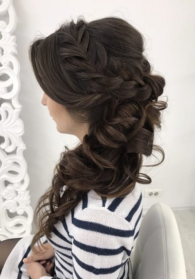 Свадебная прическа Локоны на бок (Д20055) - Стилист-визажист Дарья Антонова