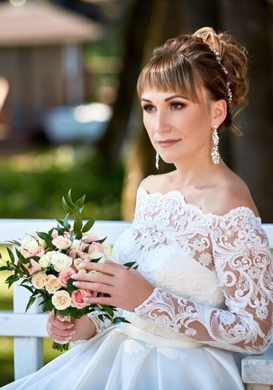 Свадебная прическа Средний пучок (Т21381) - Стилист-визажист Тамара Анисимова