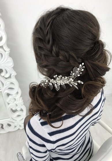 Свадебная прическа Локоны на бок (Д20055) - Стилист-визажист Дарья Антонова