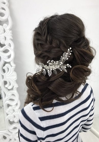 Свадебная прическа Локоны на бок (Д20055) - Стилист-визажист Дарья Антонова