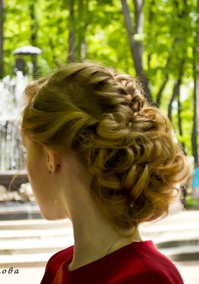 Прическа на свадьбу Т20354 - Свадебный стилист Евгения Толстоноженко