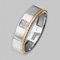 Обручальное кольцо 1764-210-Р11361 комбинированное, фигурное