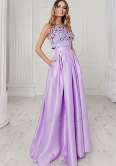 Вечернее платье АФАЛИНА МУСКАТ-Ж62356. А-силуэт, длинное без шлейфа.