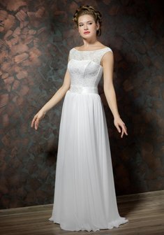 Свадебное платье Августа-А63026. С прямой юбкой, длинное без шлейфа.