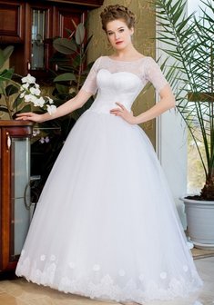 Свадебное платье Юлиана-А63030. С пышной юбкой, длинное без шлейфа.