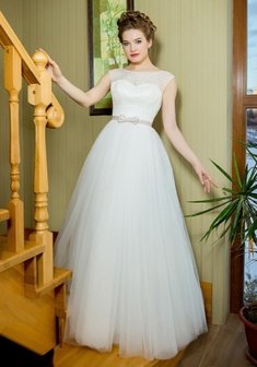 Свадебное платье Юнона-А63032. А-силуэт, длинное без шлейфа.