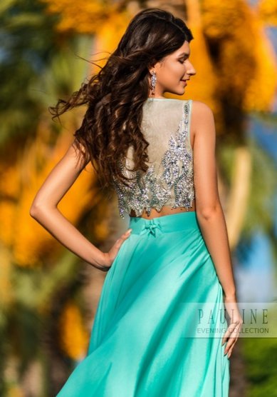 Вечернее платье Фиджи (кроп топ+юбка)-Ж66221 - Свадебный салон Жозефина