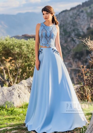 Вечернее платье Альпы (кроп топ+юбка)-Ж66214 - Свадебный салон Жозефина