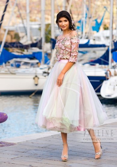 Вечернее платье Доминикана (кроп топ +юбка)-Ж66215 - Свадебный салон Жозефина