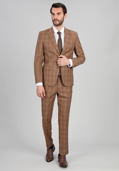 Свадебный мужской костюм CAMINO (коричневый)-С3684 - Мужские костюмы Силуэт